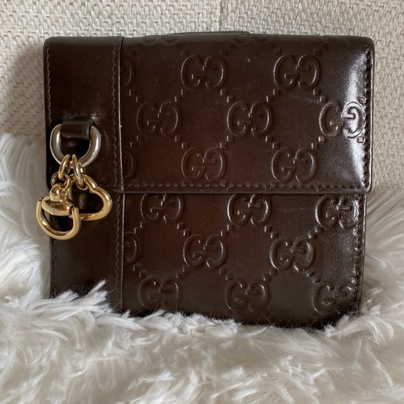 Gucci Brown Wallet W/ Heart and Horse-bit hardware - Picture 1 of 9